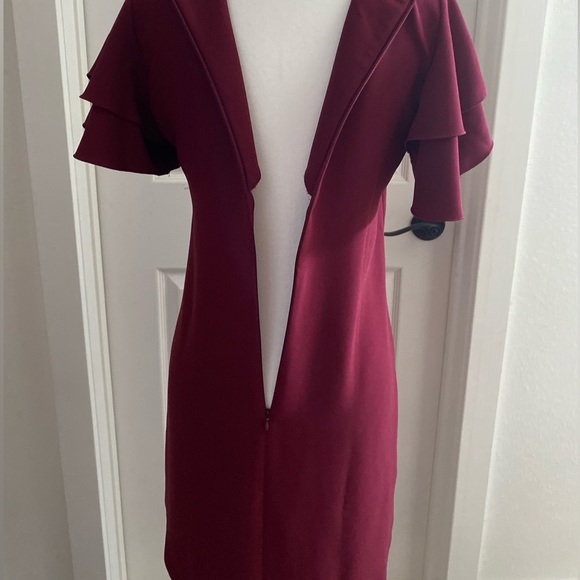 ANN TAYLOR Burgundy Flutter Sleeve Dress, Size 0P (zero Petite) - Picture 9 of 16